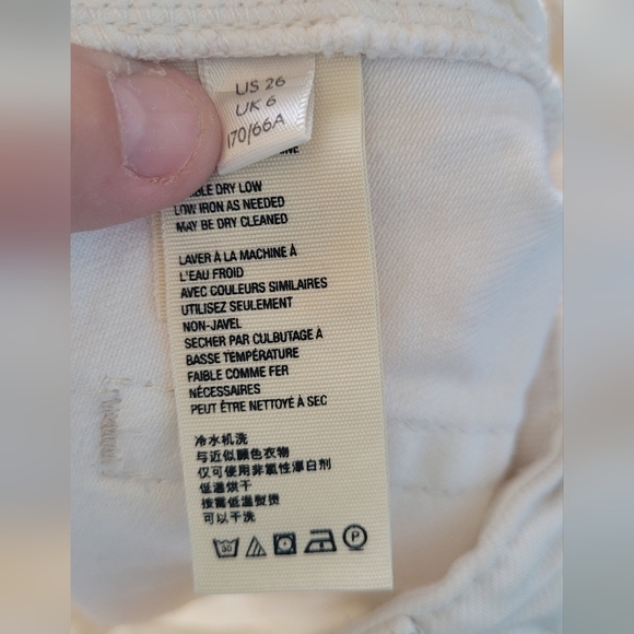 Free People We the Free White Denim Distressed Jean Mini Skirt button fly Sz 26 - Picture 7 of 9